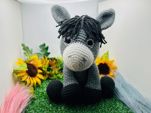 Photo of crocheted stuffed donkey toy