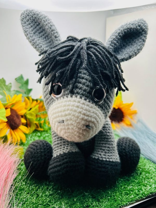 Photo of crocheted stuffed donkey toy