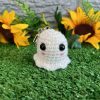 Photo of crocheted ghost keychain