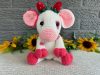 Crocheted Cow in a sweet strawberry print