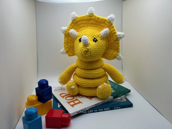 Photo of a Crocheted baby ring toy in yellow