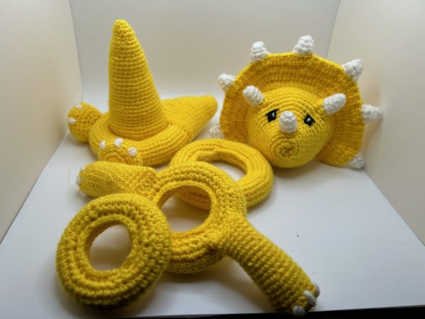 Photo of a Crocheted baby ring toy in yellow