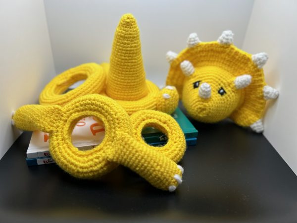 Photo of a Crocheted baby ring toy in yellow