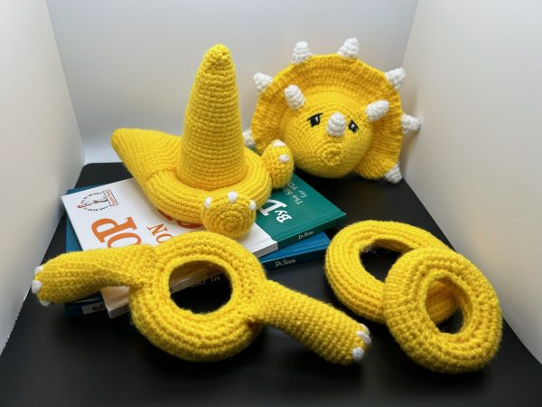 Photo of a Crocheted baby ring toy in yellow