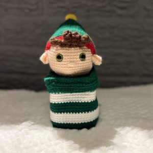 Handmade crocheted elf box toy