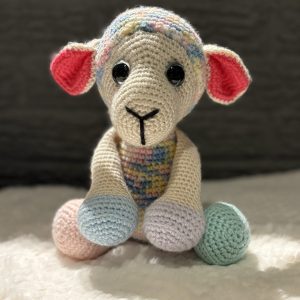 Handmade crocheted baby lamb