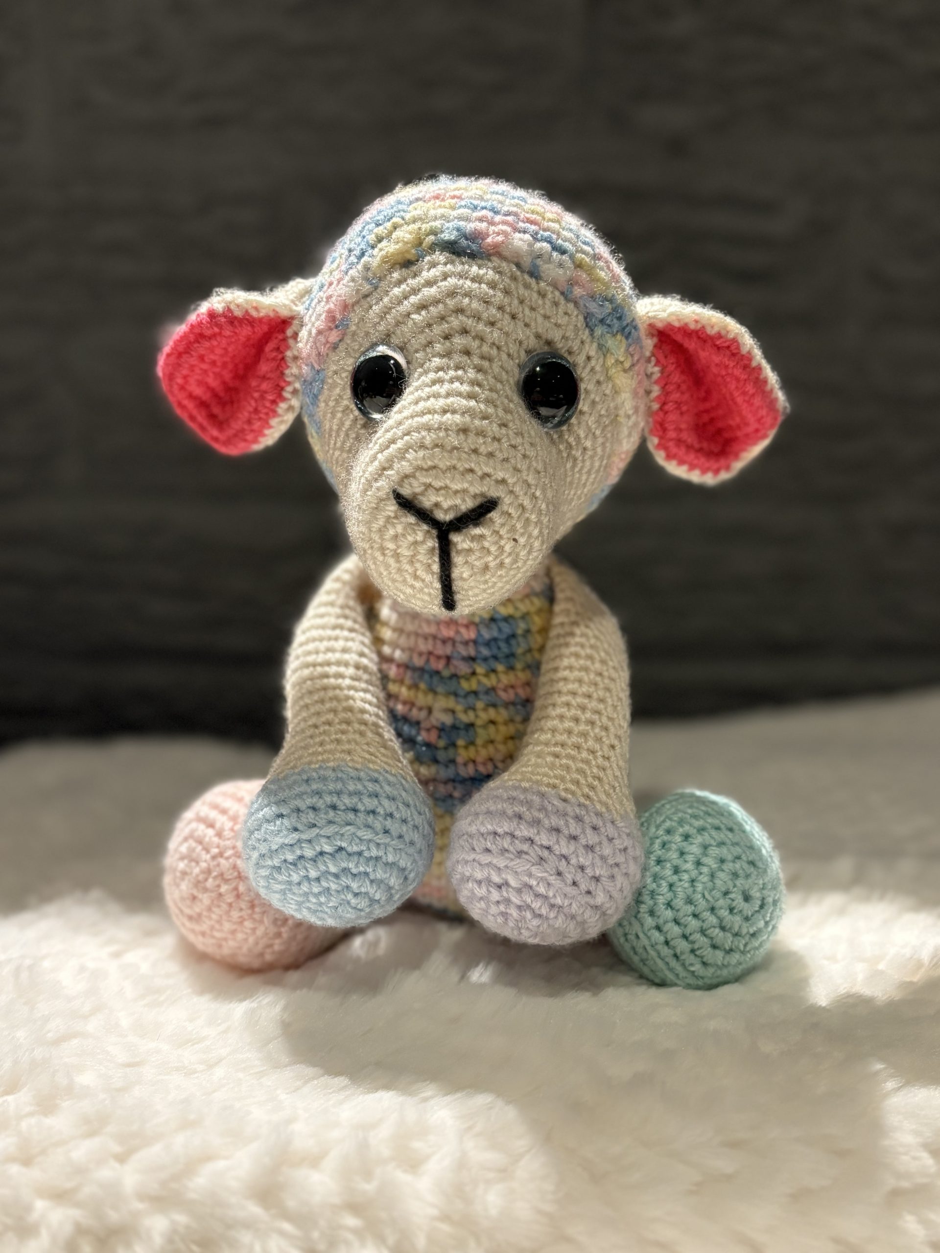 Handmade crocheted baby lamb