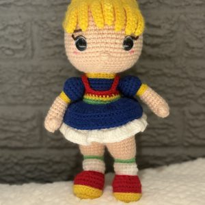 Handmade crochet rainbow doll
