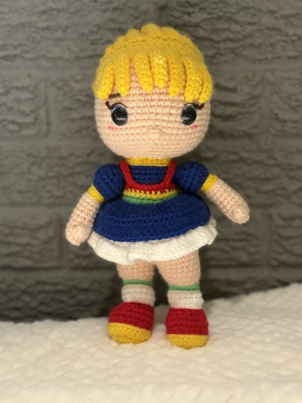 Handmade crochet rainbow doll