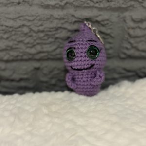Handmade crochet ghost keychain