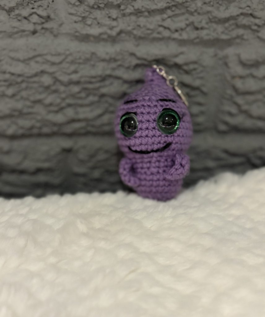 Handmade crochet ghost keychain