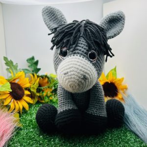 Handmade crocheted stuffed donkey