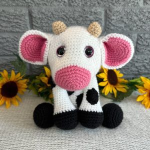 Handmade crocheted stuffed cow