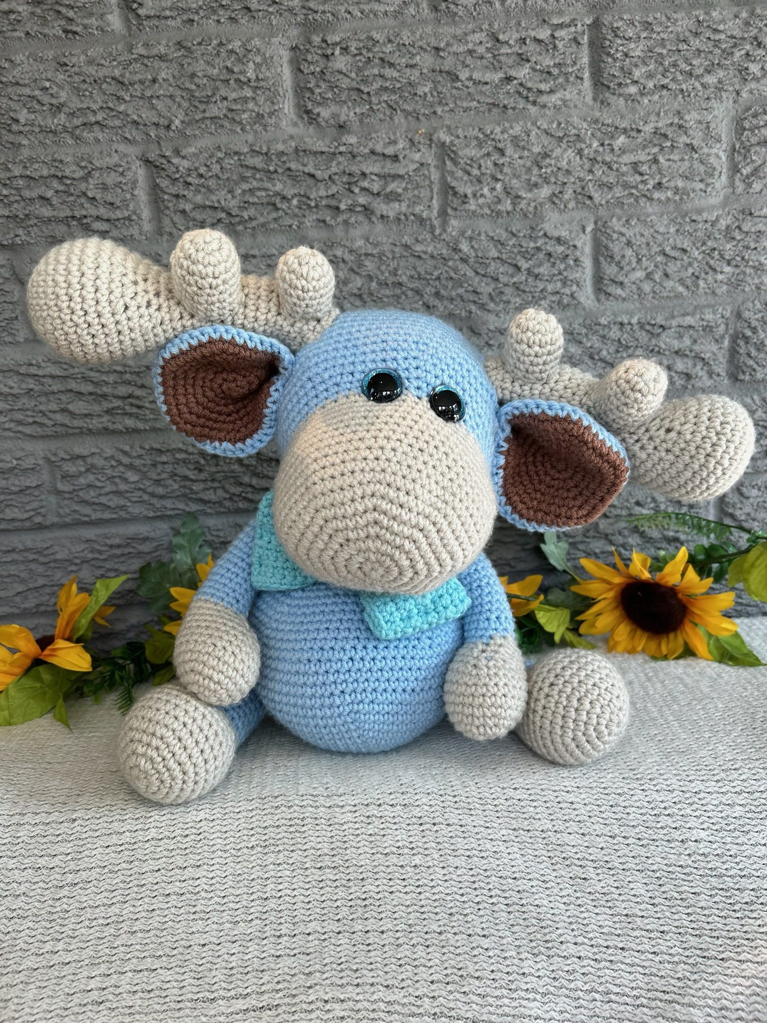 Handmade crochet moose plush