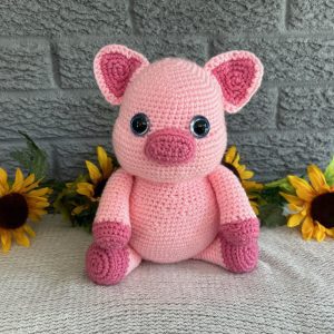 Handmade crocheted stuffed pig