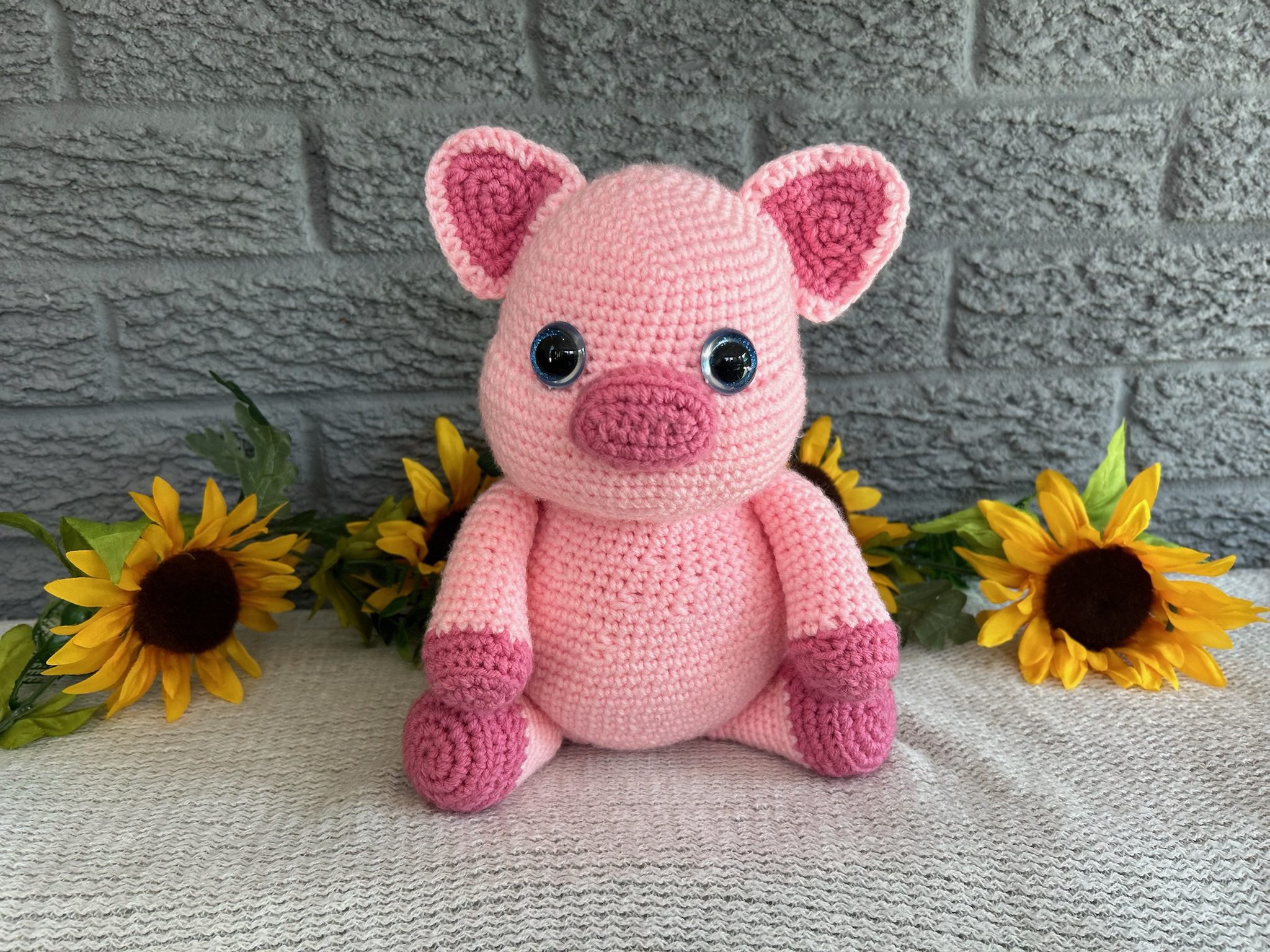 Handmade crocheted stuffed pig