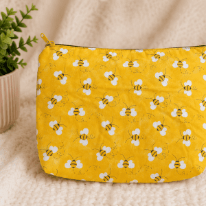 Handmade bee print zipper pouch