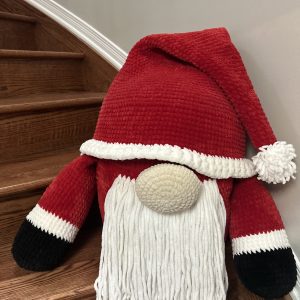 Giant handmade crocheted santa gnome