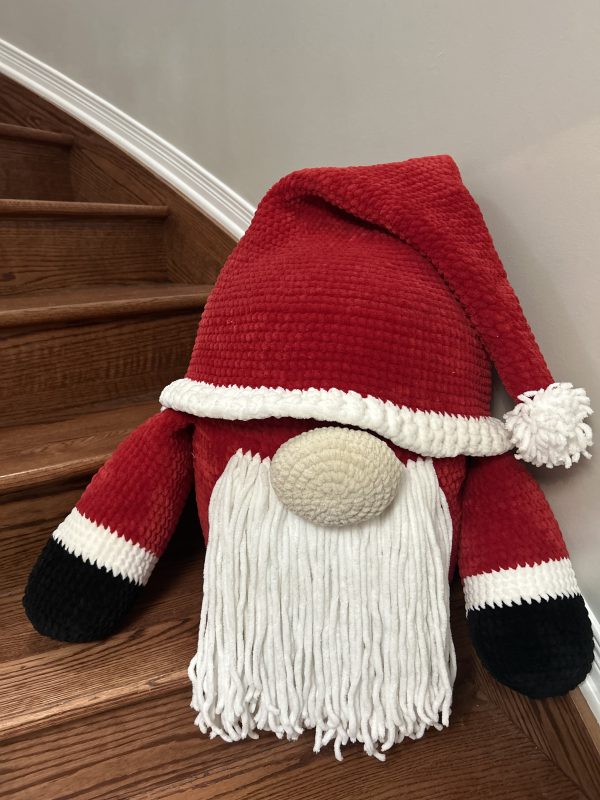 Giant handmade crocheted santa gnome