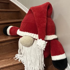52B4C99D-5DB9-4C30-B6F3-C60B418E0B3D Second view of giant handmade crocheted santa gnome