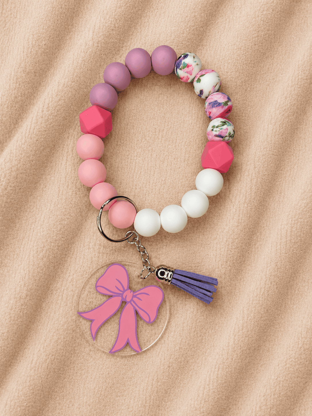 Preview of handmade "Just Pink" Car Key Bracelet